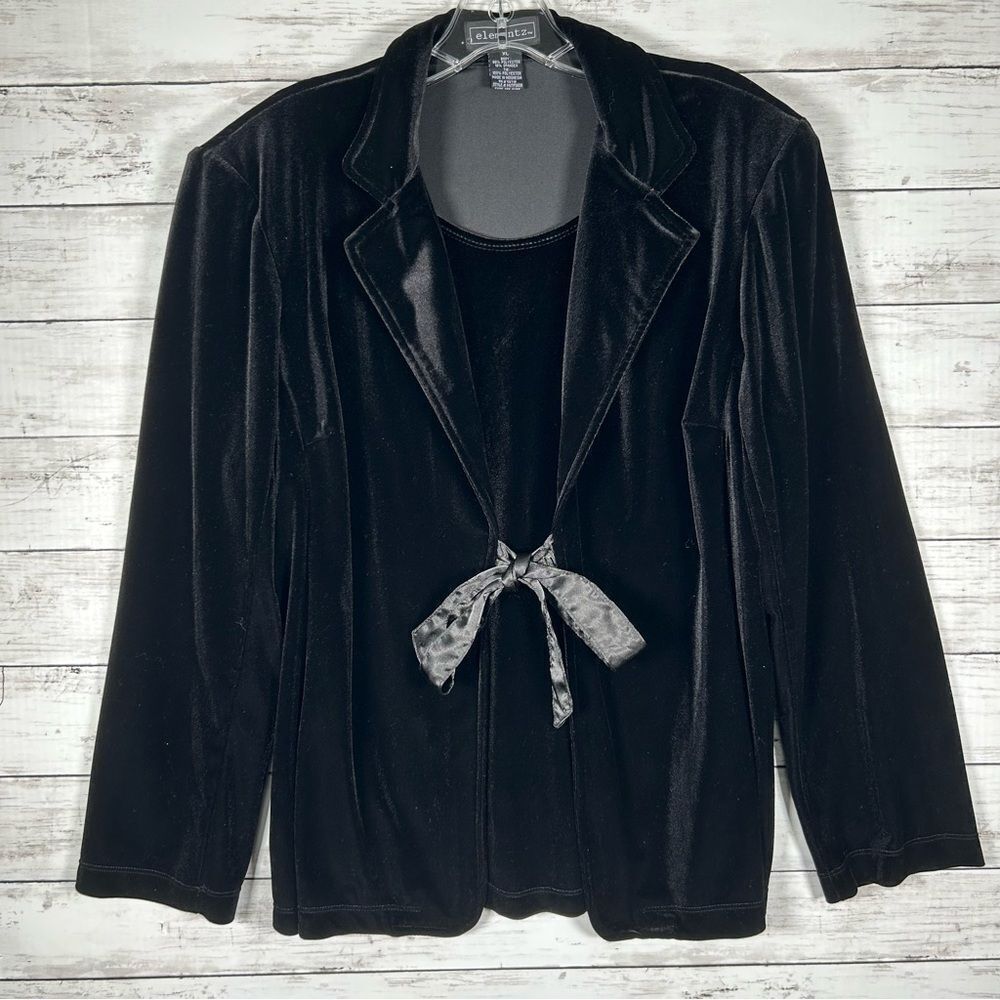 Elementz Velvet Jacket Top One Piece Black Holiday XL